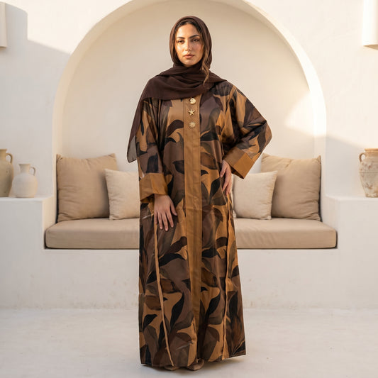 Satin Printed Abaya