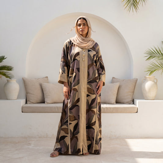 Satin Printed Abaya