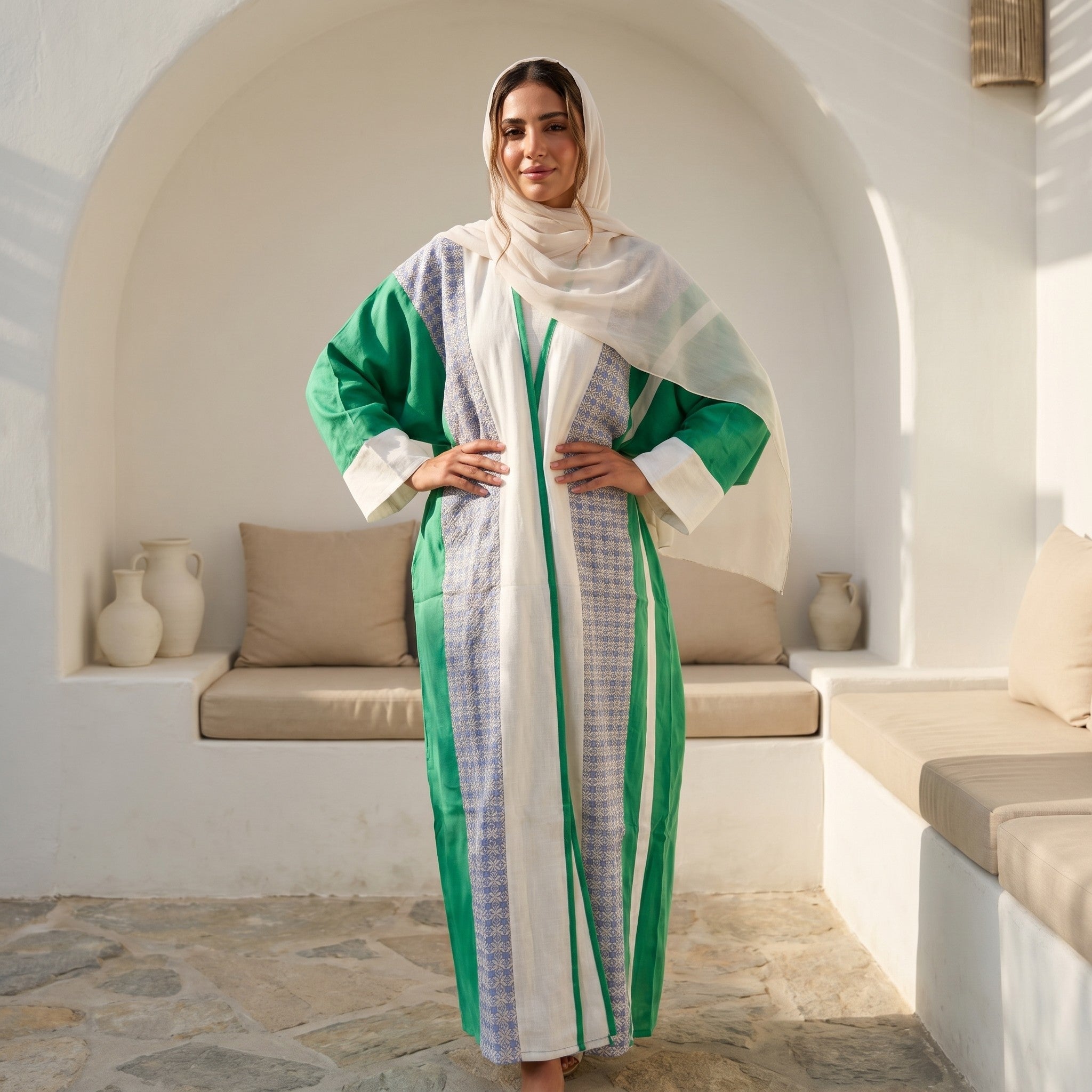 Mixed-Color Linen Cardigan full view | عرض كامل لـكارديجان كتان متعدد الألوان – view 10 | لقطة 10