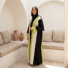 Mixed-Color Linen Cardigan full view | عرض كامل لـكارديجان كتان متعدد الألوان – view 2 | لقطة 2
