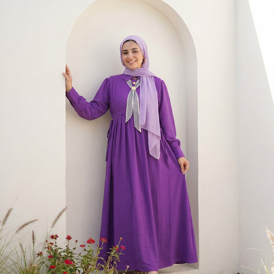 Linen Tie-Neck Dress