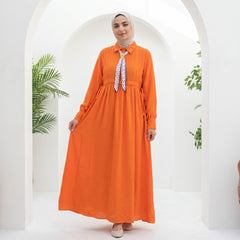 Linen Tie-Neck Dress
