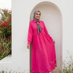 Linen Tie-Neck Dress