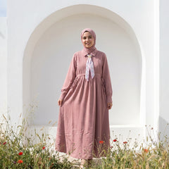 Linen Tie-Neck Dress