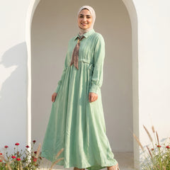 Linen Tie-Neck Dress