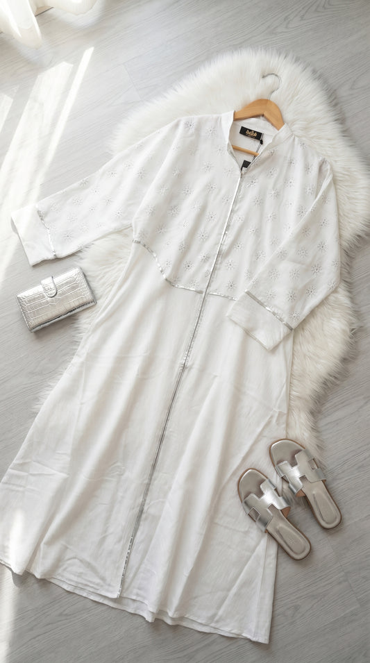 Embroidered Linen Abaya