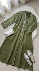 Embroidered Linen Abaya