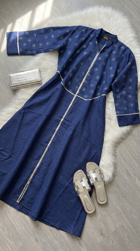 Embroidered Linen Abaya