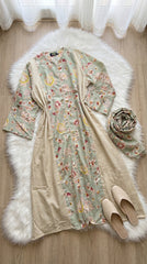 Floral Linen Charming Abaya