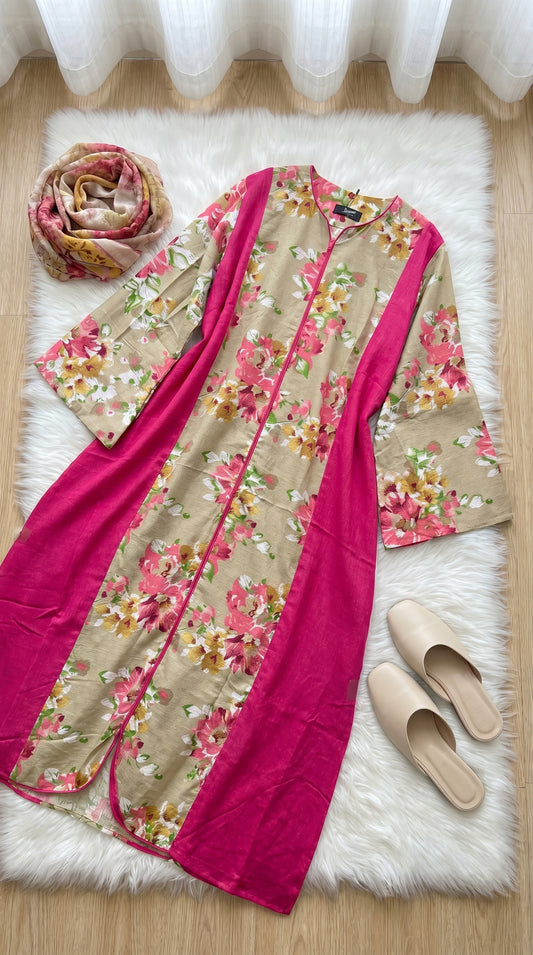 Floral Linen Charming Abaya