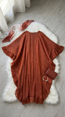 Flowy Chiffon Abaya with Soft Ruffle Details – Free Size