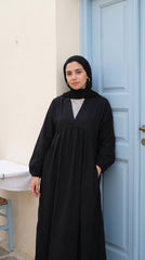 Cotton V-Neck Modest Dress with Side Pockets