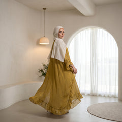 Flowy Chiffon Abaya with Soft Ruffle Details – Free Size