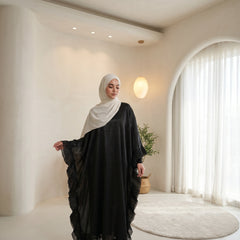 Flowy Chiffon Abaya with Soft Ruffle Details – Free Size