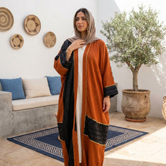 Two-Tone Linen Cardigan with Textured Details – Minimal Chic Layer