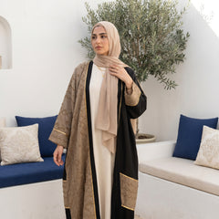 Two-Tone Linen Cardigan with Textured Details – Minimal Chic Layer