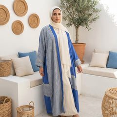 Two-Tone Linen Cardigan with Textured Details – Minimal Chic Layer