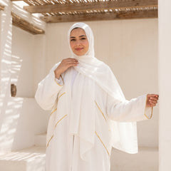 Linen Cardigan with Guipure Details – Elegant Modest Layering Piece