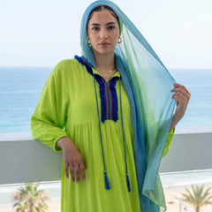 Cotton Fiban Dress with Handmade Trim