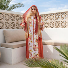 Floral Linen Charming Abaya