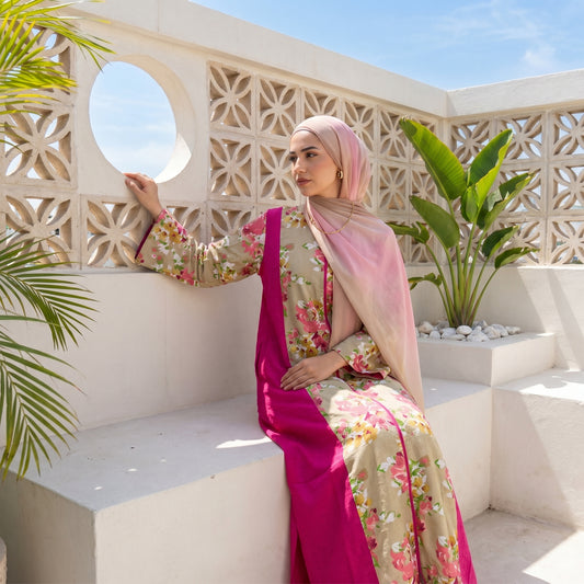Floral Linen Charming Abaya