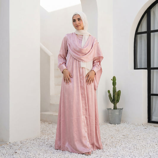 Integrated Hijab Satin Dress – Elegant Modest Design