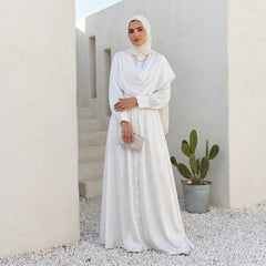 Integrated Hijab Satin Dress – Elegant Modest Design
