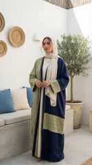 Two-Tone Linen Cardigan with Textured Details – Minimal Chic Layer
