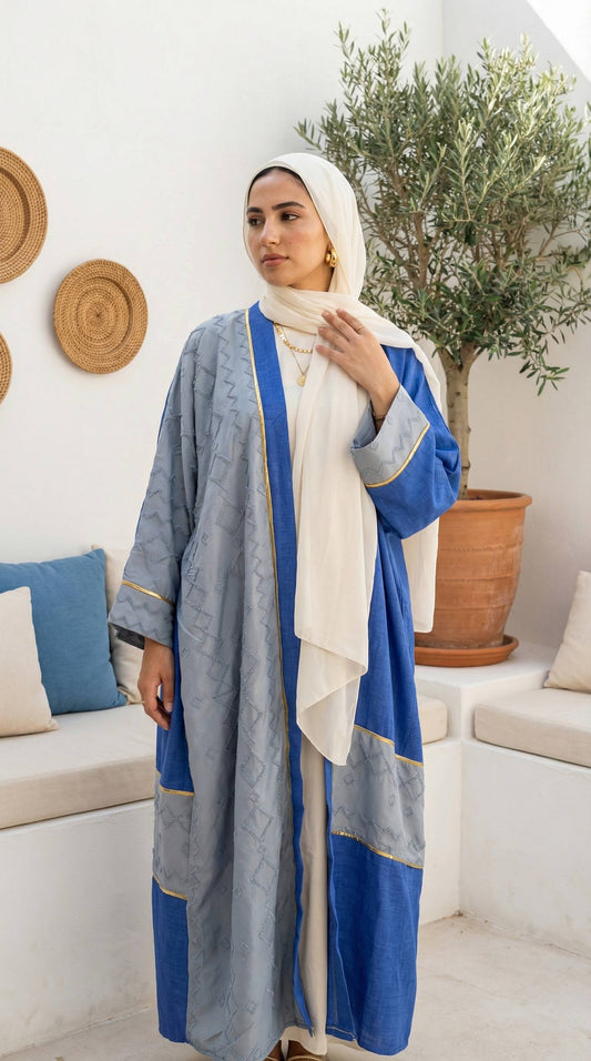 Two-Tone Linen Cardigan with Textured Details – Minimal Chic Layer