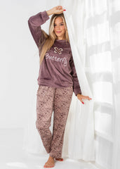 Butterfly Velvet Pajama Set – Soft & Cozy Winter Homewear