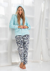 Leafy Velvet Pajama Set with Hoodie – Cozy Winter Homewear by Fulana