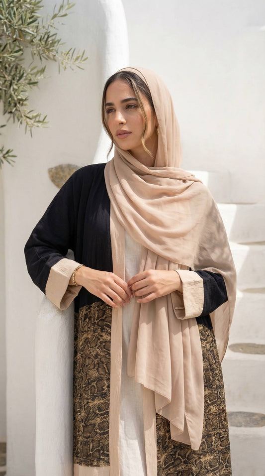 Colorblock Modest Cardigan – Zebra / Snake Print