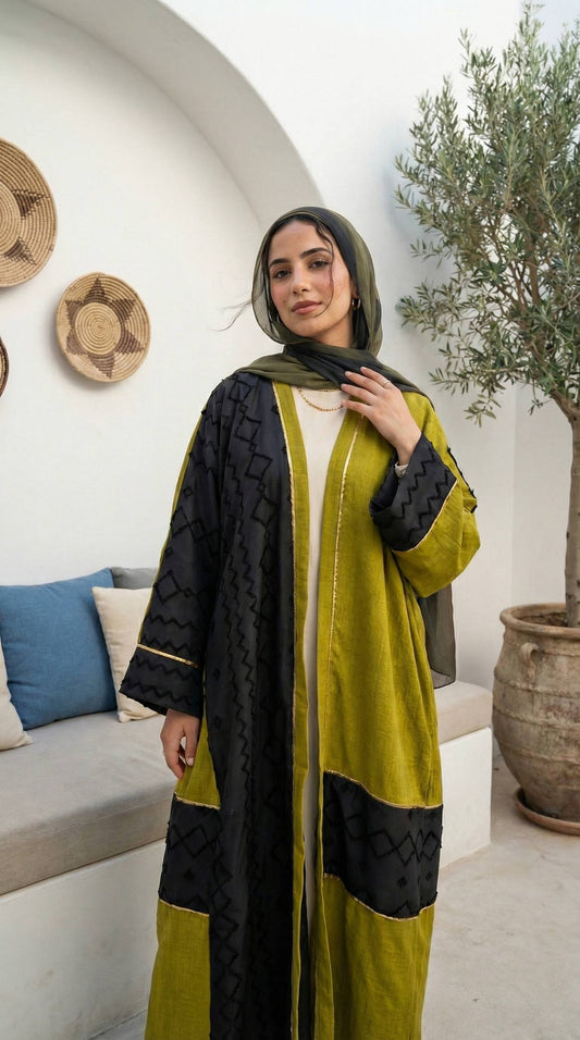 Two-Tone Linen Cardigan with Textured Details – Minimal Chic Layer