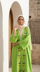 Embroidered Linen Cardigan – Blue Oriental Statement Piece