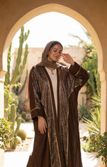 Textured Linen Cardigan with Snake Print – Statement Piece