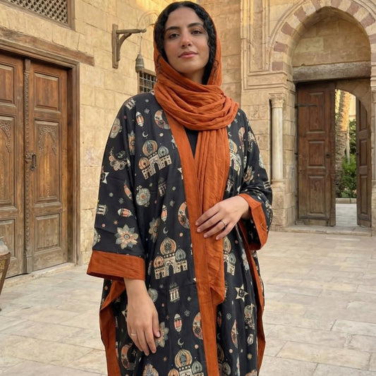 Printed Linen Cardigan – Modest Elegant Layering Piece