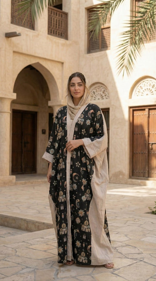 Printed Linen Cardigan – Modest Elegant Layering Piece