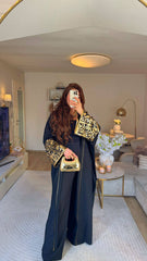 Black & Gold Arabic Calligraphy Abaya