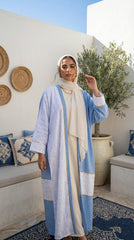 Two-Tone Linen Cardigan with Textured Details – Minimal Chic Layer