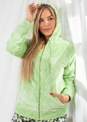 Leafy Velvet Pajama Set with Hoodie – Cozy Winter Homewear by Fulana