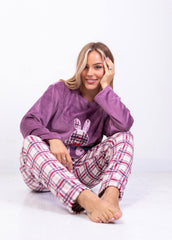 Lovely Bunny Velvet Pajama Set – Soft Plush Two-Piece | Winter Homewear