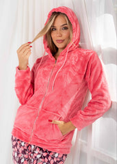 Leafy Velvet Pajama Set with Hoodie – Cozy Winter Homewear by Fulana