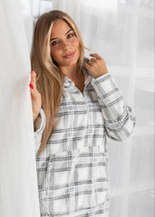 Cozy Checkered Velvet Home Dress with Matching Slippers | Fulana Homewear