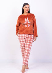 Lovely Bunny Velvet Pajama Set – Soft Plush Two-Piece | Winter Homewear