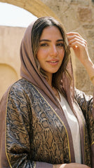Textured Linen Cardigan with Snake Print – Statement Piece