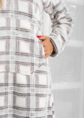 Cozy Checkered Velvet Home Dress with Matching Slippers | Fulana Homewear