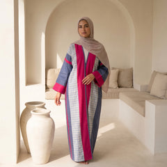Mixed-Color Linen Cardigan full view | عرض كامل لـكارديجان كتان متعدد الألوان – view 5 | لقطة 5
