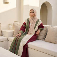 Mixed-Color Linen Cardigan full view | عرض كامل لـكارديجان كتان متعدد الألوان – view 4 | لقطة 4