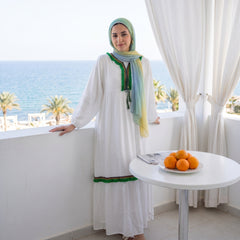 Cotton Fiban Dress with Handmade Trim