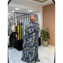 One-Piece Satin Prayer Isdal – With Attached Scarf